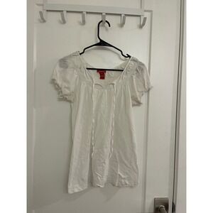Sundance Cottagecore White Boho Blouse Chic Euro Cotton Milkmaid